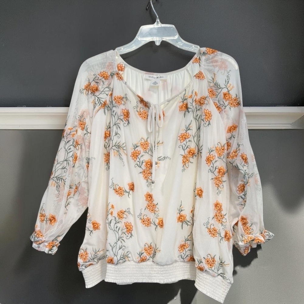Boho Angelcore Embroidered Mesh Tunic Top Ethereal Cottagecore Fairy Blouse XL